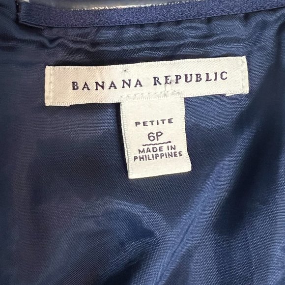 Banana Republic Women's Strapless Dress White Navy Geometric Size 6P Cocktail - Picture 6 of 11